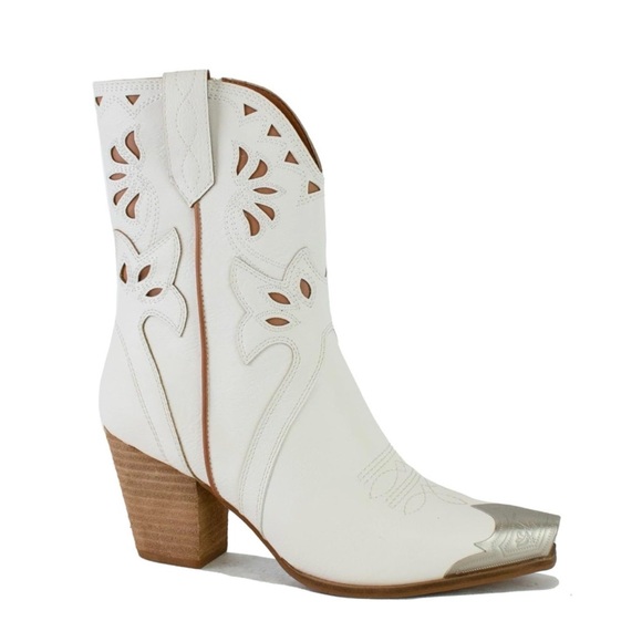 BEAST FASHION White Western Cowboy Boots Metal Toe Cap Festival | Size 5.5 - Picture 3 of 17